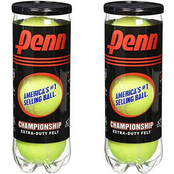 Penn Championship Extra Duty Felt Pressurized Tennis Balls, 2 Cans, 6 Balls