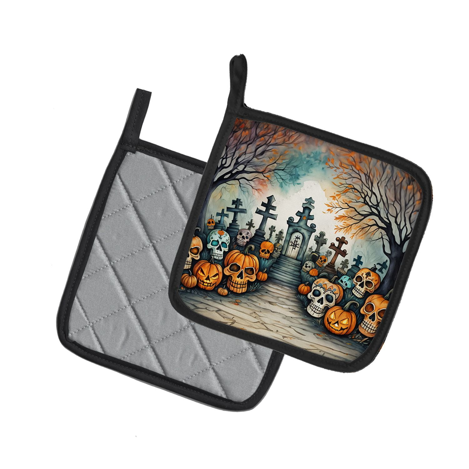 Halloween Pair of Pot Holders 7.5x7.5 Inch Heat Resistant Kitchen Decor