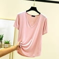thumbnail image 4 of Birdeem Blouse Femme Unie Décontractée Mode Col en V Manches Courtes Régulières, 4 of 12