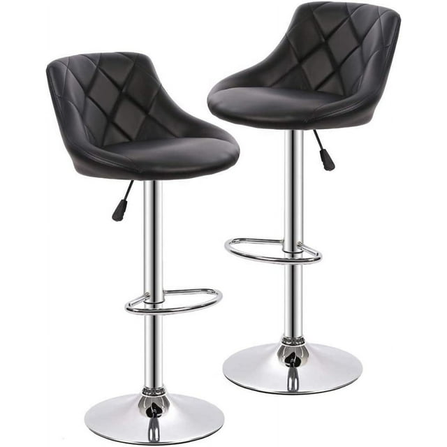 BestOffice Counter Height Bar Stools Set of 2 Bar Stools Swivel Stool Height Adjustable Bar Chairs with Back PU Leather Swivel Bar Stool Kitchen Counter Stools Dining Chairs