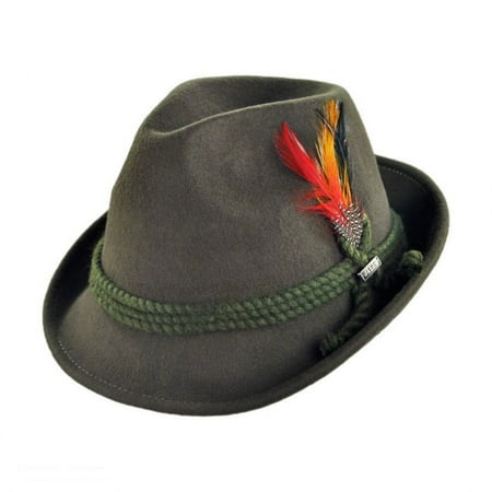 Alpine Wool Felt Fedora Hat - XL - Moss