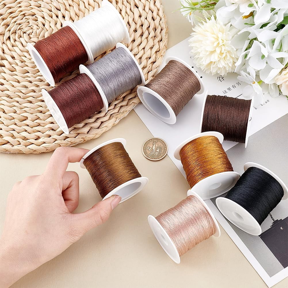 PH 109 Yards 0.1mm Beading String 10 Colors Bracelet Beading Thread Seed Bead Thread Polyester Cord Thin Craft Wire Fishing String for Jewellery Making Leather Stitching DIY Crafts Colorful