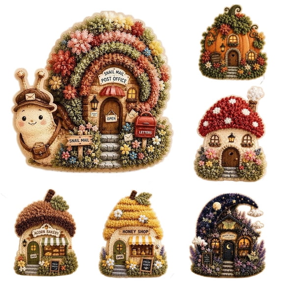 Whimsical Village 3D Fabric Poke Art Kit, No-Sew Cottage Craft with Illustrated Guide, Relaxing Creative Hobby for Adults and Teens
