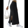thumbnail image 2 of Faldas Tubo de Punto Ajustadas para Mujer, Falda Midi de Cintura Alta con Abertura Elástica Negro XL, 2 of 8