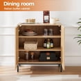 thumbnail image 2 of Rattan Buffet Cabinet with Storage, Sideboard with 2 Doors, Adjustable Shelf and Metal Base, Natural Wood Accent for Kitchen, Coffee Bar or Living Room, 2 of 6