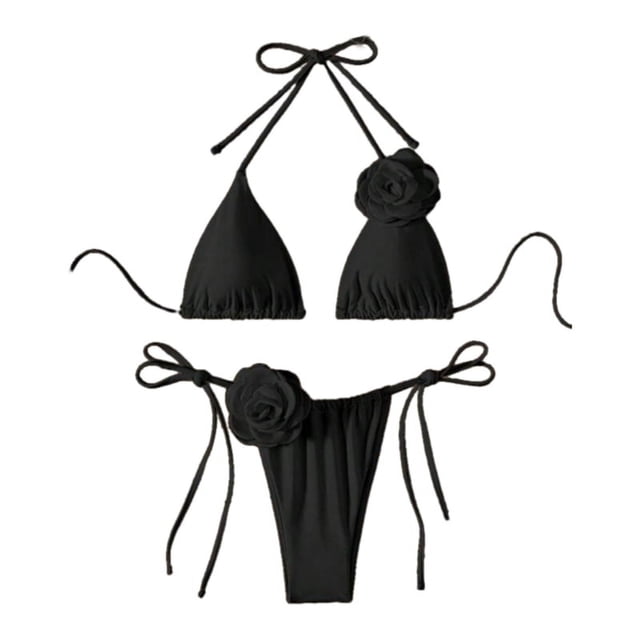 Traje baño dividido piezas para mujer Traje baño Conjunto bikinis flores 3D