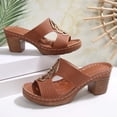 thumbnail image 6 of Yuanlong Womens Sandals Mid Block Heel Casual Open Toe Comfortable Shoes Mesh Cut Out Dressy Daily Slide Sandals, 6 of 9