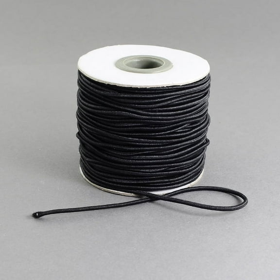 Round Elastic Cord with Nylon Outside and Rubber Inside Black 1.2mm about 109.36 yards(100m)/roll