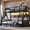 Twin XL over Queen -Black, variant on Twin over Full Bunk Bed, Metal Bunk Bed with Storage Shelves and Lights, Space-saving & Noise-free Design, Woodgrain