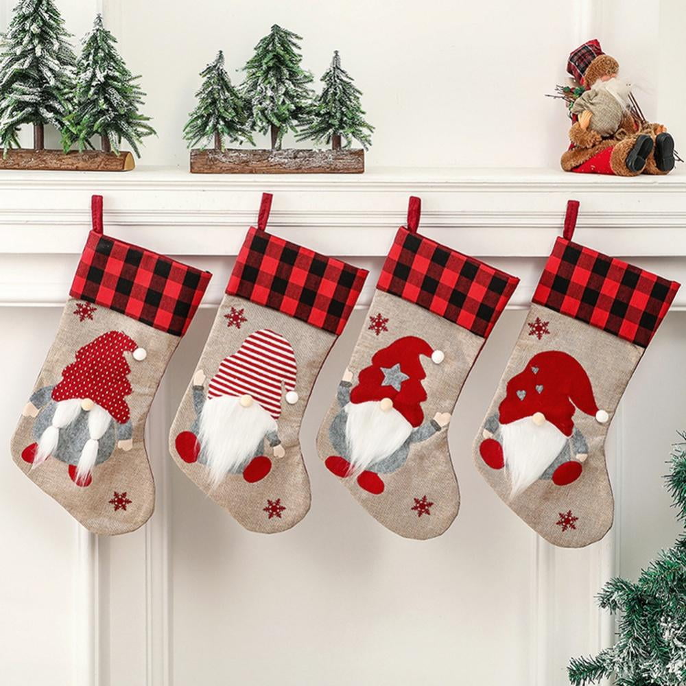 Christmas Gift Bags Red Santa Stocking Socks Xmas Tree Ornaments Decor 