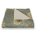 thumbnail image 3 of Creative Products Sunflower Pattern on Green 50 x 60 Coral Fleece Blanket, 3 of 3