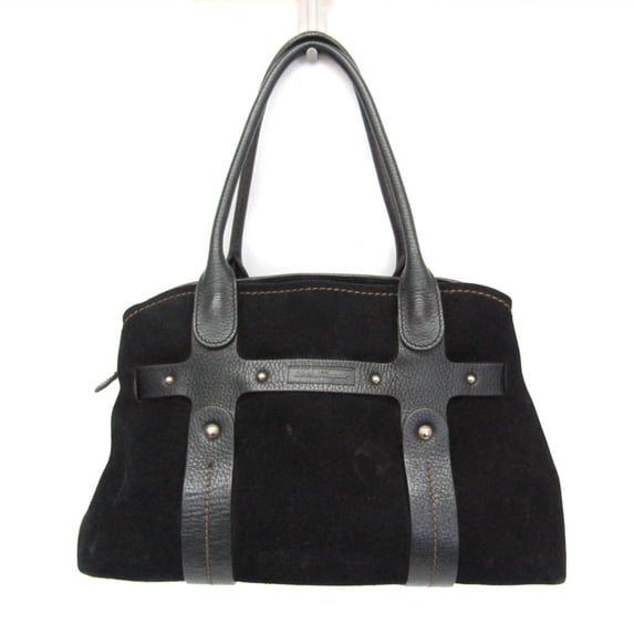 Pre-Owned Salvatore Ferragamo EE-21 7987 Women's Suede,Leather Handbag Black