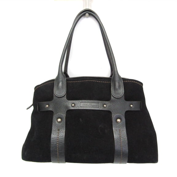 Pre-Owned Salvatore Ferragamo EE-21 7987 Women's Suede,Leather Handbag Black