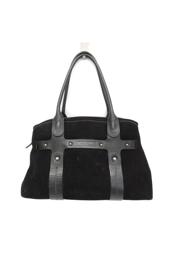 Pre-Owned Salvatore Ferragamo EE-21 7987 Women's Suede,Leather Handbag Black (Good)