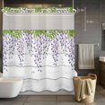 thumbnail image 5 of No Hook Shower Curtains with Snap-in Liner Set, Purple Flowers Waterproof Hotel Style Bathroom Shower Curtain, Weeping Elegant Spring Floral Wooden Pastoral Mesh Top Bath Curtains 72''x72'', 5 of 9