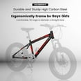 thumbnail image 4 of Bicicleta de montaña de 20 pulgadas para niños y adolescentes, marco de acero de alto carbono, frenos de disco, neumáticos anchos duraderos, suspensión delantera, 7 velocidades, 4 of 5