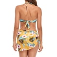 thumbnail image 5 of Taqqpue 3 Piece Bikini Set for Women Sexy O Ring Triangle Halter Swimsuits Top with Bottom and Short Mesh Sarong Wrap Skirt Bathing Suits on Clearance, 5 of 5