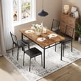 thumbnail image 2 of YUSAZENS 5 Piece Dining Set, Metal Frame Table & 4 Chairs, Compact Dinette Set for Kitchen Dining Room Small Apartment Brown, 2 of 8