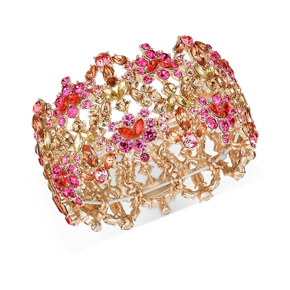 INC International Concepts Bracelet en Or Rose Multi-Pierres Extensible, Rouge