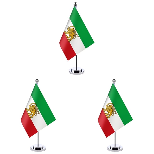 YWIYIUD 3PCS PatrioticFlags with Stand Pole and Sturdy Base Green White and Red Color FlagsDisplay for Home Classroom and Historical Display