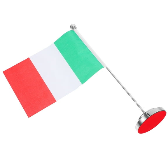 OUNONA Italy National Day Decoration Compact Desk Flag Mini Polyester National Flag Decoration With Base Decoration