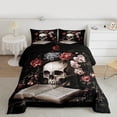 thumbnail image 2 of Homewish Spooky Gothic Skull Queen Comforter Set,Happy Valentine'S Day Bedding Sets,Pink Flowers Bedding Comforter Set For Men Women,Luxury Bedroom Decor Reversible,3 Pieces, 2 of 8