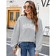 thumbnail image 4 of Ropa deportiva para mujer con cuello redondo, jersey informal de gran tamaño, sudadera con capucha, patrón de manga larga estampado gris, 4 of 5