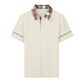 thumbnail image 4 of Zimjoy Men's Polo Shirt Short Sleeve Waffle Knit Casual Golf Polo Plaid Collar Stylish Button Down Business Casual Shirt for Men Beige L, 4 of 7