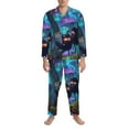 thumbnail image 3 of Kdxio Cute Fuzzy Fantasy Creatures Men’s Pajama Set Pajamas For Men 2 Piece PJ Set with Men Pajama Pants and Long Sleeve T-Shirt Lounge Set-Medium, 3 of 7