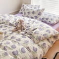 thumbnail image 2 of Juego de 4 fundas de edredón sin relleno, estilo coreano, tamaño Queen, para niñas y niños, juego de sábanas planas, fundas de almohada y colcha, 2 of 5