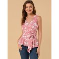 thumbnail image 2 of Top peplum envolvente Allegra K con dobladillo asimétrico En la cintura cuello En V sin mangas Rosa L, 2 of 6