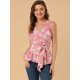 thumbnail image 2 of Top peplum envolvente Allegra K con dobladillo asimétrico En la cintura cuello En V sin mangas Rosa L, 2 of 6