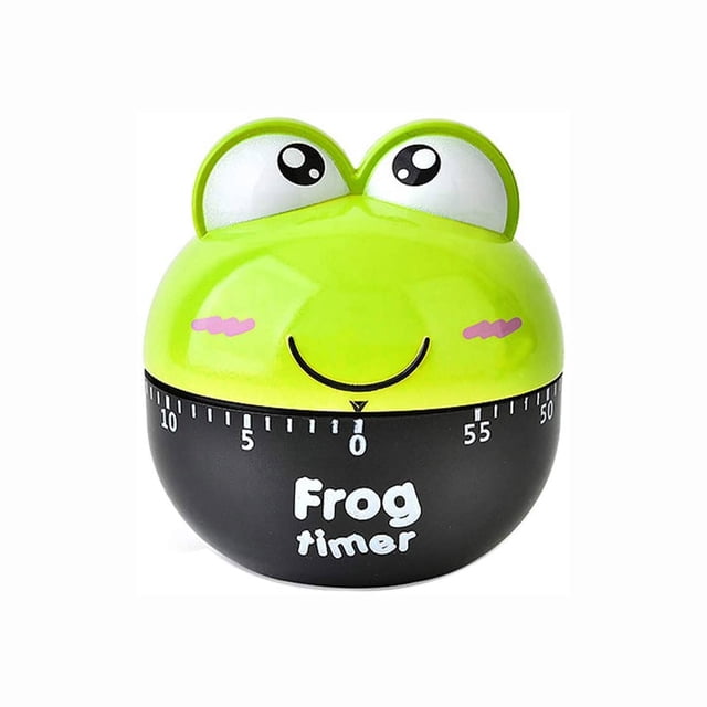 Temporizador de cocina con dibujos animados, temporizador mecánico, recordatorio, despertador, calculadora, 60 minutos (rana de dibujos animados, verde) WD.WDQZL Hogar