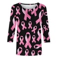 thumbnail image 6 of Nfurl Breast Cancer Shirts for Women Pink Ribbon Print Loose Casual 3/4 Sleeve T Shirts Inspirational T-shirts Breast Cancer Awareness Clothes Black,S, 6 of 6