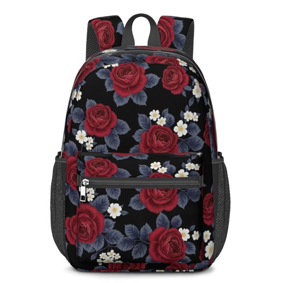 Pioneer Flower Floral Print Pattern 17" School Backpacks for Teens,Waterproof Oxford Fabric,S-Shape Padded Straps for School,Travel,Hiking,Camping