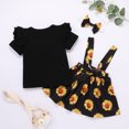 thumbnail image 3 of FRSASU Clearance Newborn Baby Girls Ruffled Solid Color Tops+Floral Print Suspender Skirt Set, 3 of 9