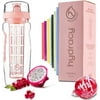 Hydracy Fruit Infuser Water Bottle - 32 oz Sports Bottle - Time Marker & Full Length Infusion Rod 27 Fruit Infused Water Recipes eBook Gift - Your Healthy Hydration Made Easy Rose Gold