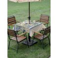 thumbnail image 4 of Outdoor Tablecloth with Umbrella Hole for Patio/Picnic/Party/Camping, Summer Blue Conch Waterproof Table Cloth Square Cover Washable, Vintage Beach Coastal Leaves Floral (54"x 54"), 4 of 9