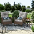 thumbnail image 3 of Poteban 3-Piece Outdoor Rocking Chairs, Brown Wicker Patio Furniture with Thickened Cushions and Table for Porch (Grey White), 3 of 10