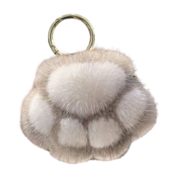 Plush Keychain, Faux Fur Cat Paw Keychain, Fluffy Bag Charm for Purse, Backpack, Car Keys, Cute Soft Animal Key Ring Accessory, 1 Pack