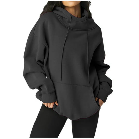 Pullover Hoodie Women, Girls Sweatshirts and Hoodies Plain Sweatshirt Tracksuits Essential Long Sleeve Gym Top with Pocket Drawsting for Gym, Lightweight Workout, Running, Daily Leisure