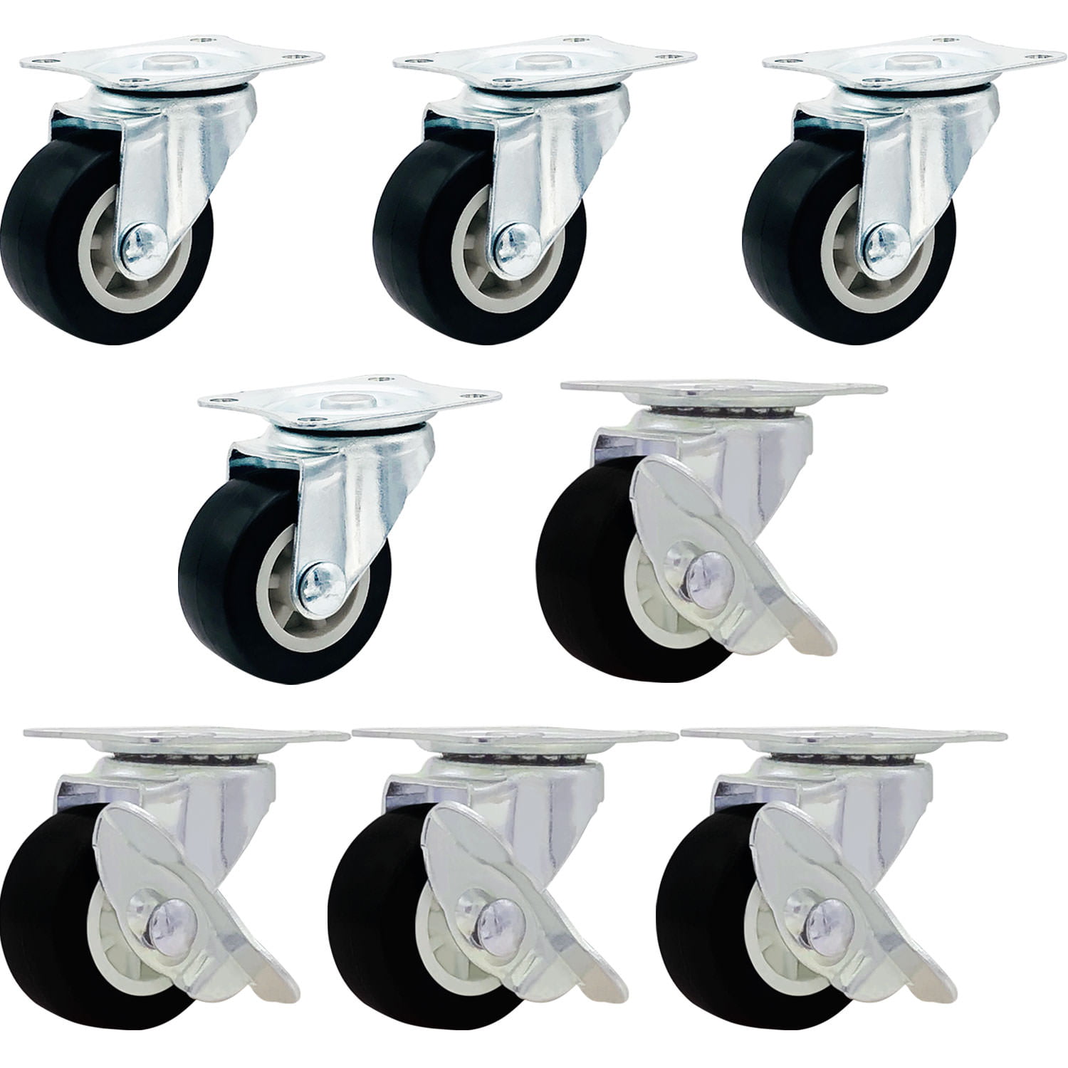 Details about   bayite 4 Pack 1" Low Profile Casters Wheels Soft Rubber Swivel Caster with 360 