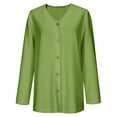 thumbnail image 4 of Zedker Women'S Solid Color V-Neck Knit Cardigan with Print Detail, Casual Button Up Soft Open Front Sweater for Women, Lightweight Long Sleeve Cover Up,Green,XXXXXL, 4 of 5