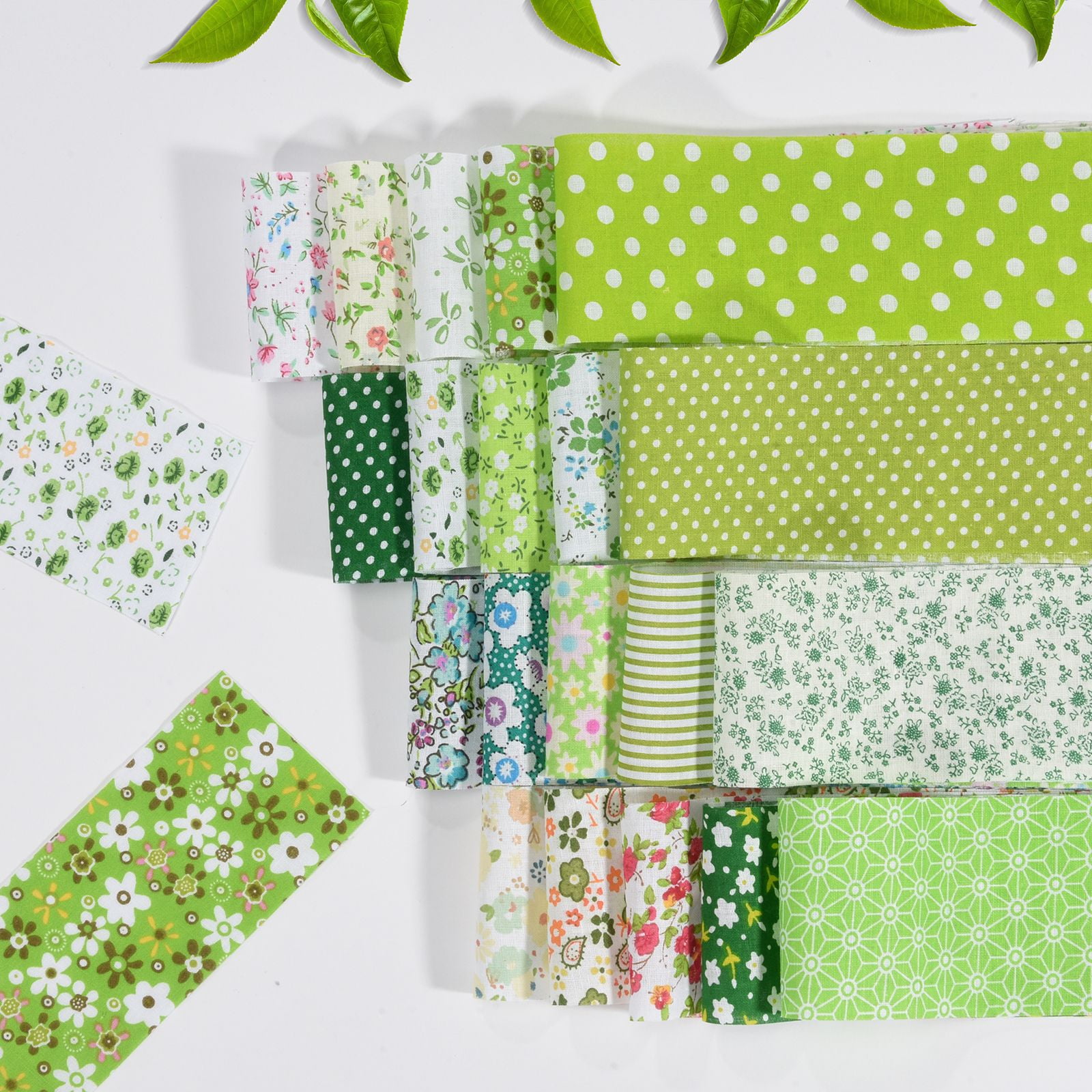 40 Pcs Jelly Roll Fabric Strips for Quilting Sewing-2.6 Inch Precut Cotton Floral Fabric Strips Bundles, Perfect Quilting Fabric for Sewing,DIY Sewing Supplies Grass Green