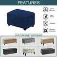 thumbnail image 5 of Rectangle Ottoman Cover, Velvet Ottoman Slipcovers Stretch Footstool Protector Covers Soft Storage Ottoman Slipcover with Elastic Bottom for Living Room -Peacock Blue-Large, 5 of 7