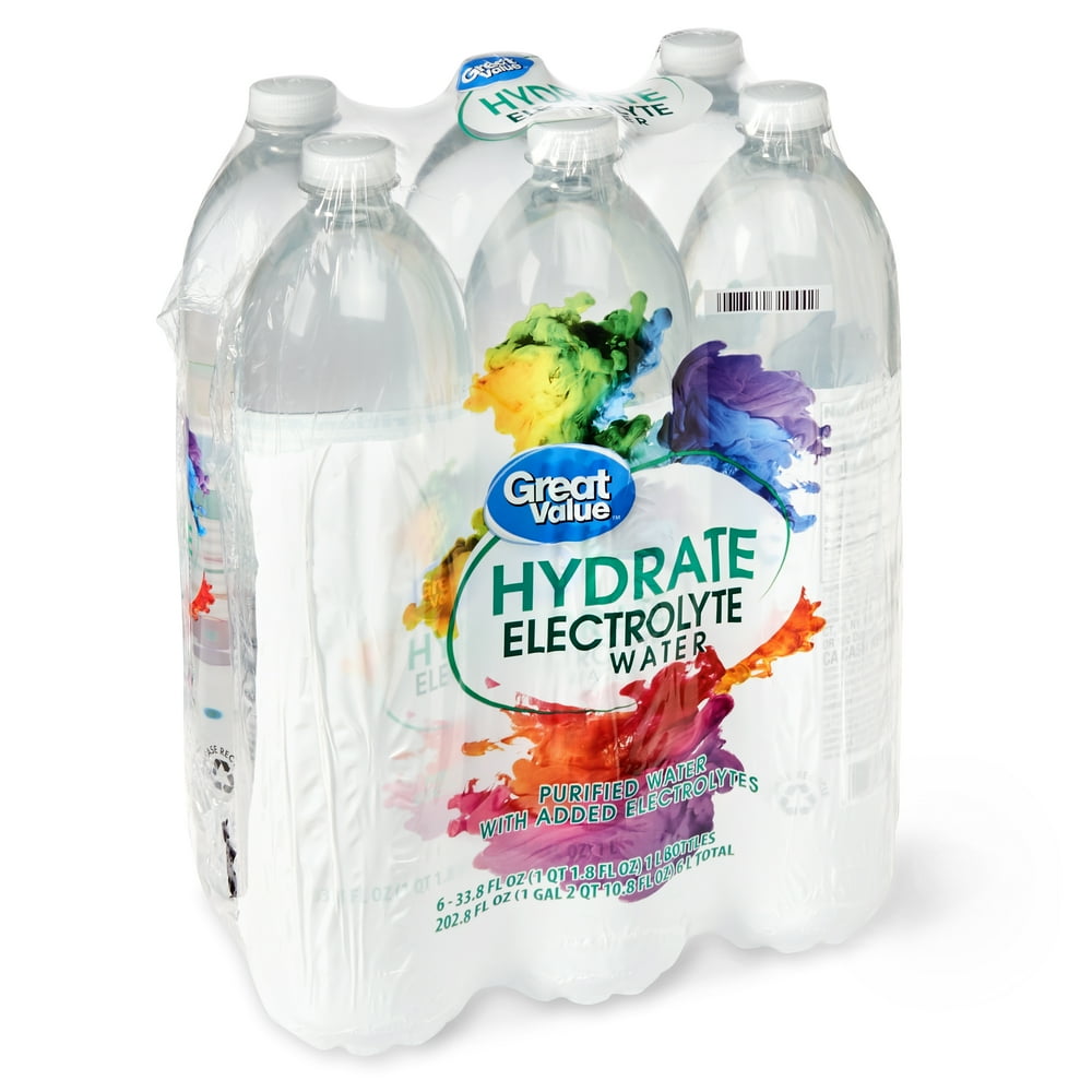 Great Value Hydrate Electrolyte Water, 1L, 6 Count