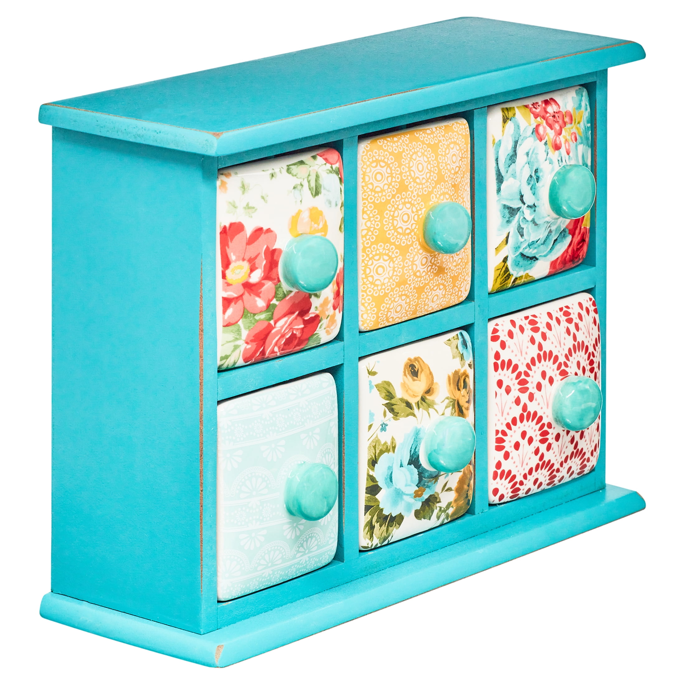 The Pioneer Woman Vintage Floral 6-Drawer Spice & Tea Box