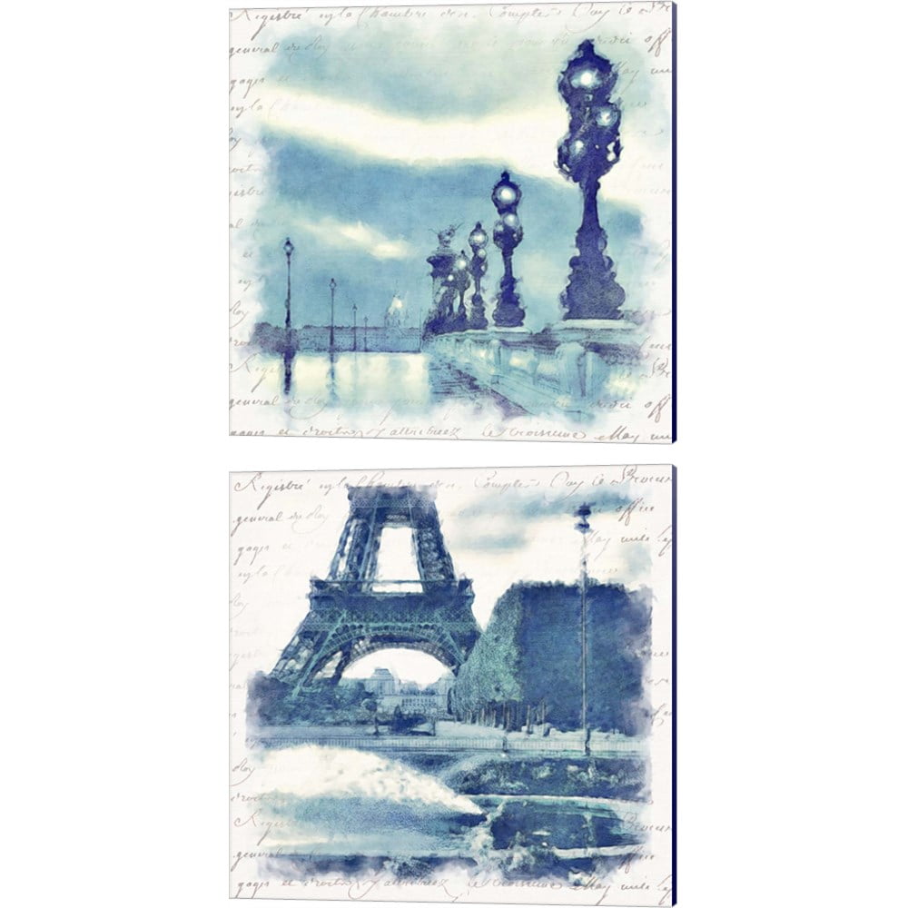 Paris in Blue 14'' x 14'' Canvas Art Set