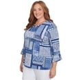 thumbnail image 3 of Alfred Dunner Womens Plus-Size Beaded Split Neck Patchwork Top, 3 of 4