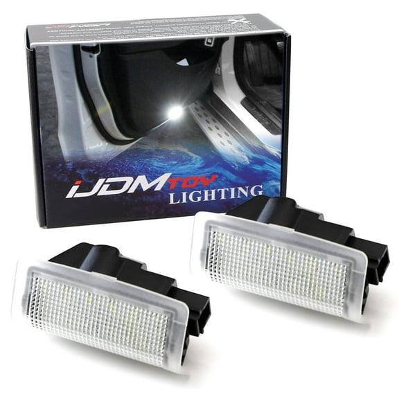 Clear Lens White LED Side Door Courtesy Lights For Mercedes A B C E ML GL GLC GLE GLS Class, Great as OEM Replacement (Powered by 18 Pieces of 3W SMD LED Lights)